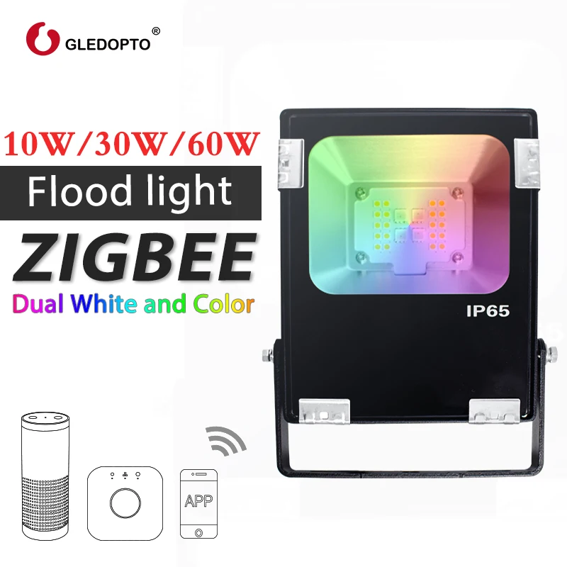 Zigbee bridge 10W new warehouse light DC12V AC100-240V  RGBCCT led flood light with US/UK/AU/EU standard