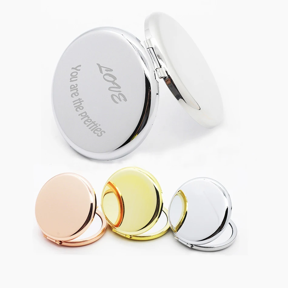 

Pocket Metal Double-sided Make Up Mirror Custom Portable Compact Rose Gold Mini Mirror For Lady Gift, Gold,rose gold,silver, or custom