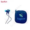 Fashion pattern custom logo silicon in-ear stereo plastic earphone with package box