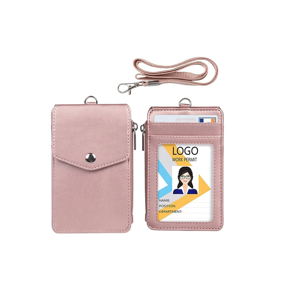 

Fancy Neck Lanyard Business ID Badge Holder Secure Snap Button Cover Badge Card Holder, Oem