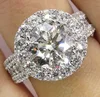 Luxury Women's Micro Full Crystal Diamond Shining Finger Wedding Rings For Women