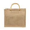 Wholesale Custom High Quality Environmental Simple Jute Portable Shopping Bag Beach Bag With Bamboo Handle