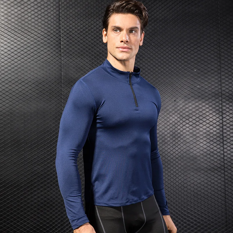 

Wholesale Men Sports Top Shirt Activewear 1/2 Zip Up Pullover Hoodie Thermal Long Sleeve Mens Sweatshirt, Grey,black,navy,blue available