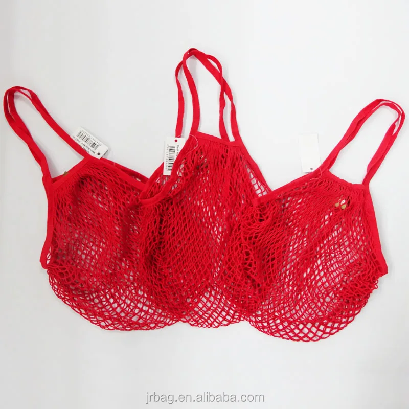 Eco Red Net Style 100% Cotton Mesh Bag For Market Fruit Packing