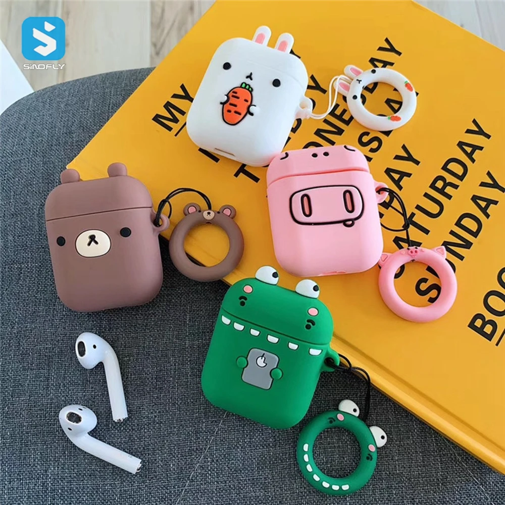 

amazon top seller 2019 Custom 3D silicone cute Cartoon case cover for apple airpods wireless charging cases, Colorful