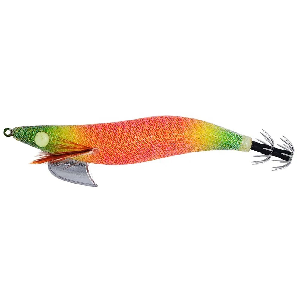 

Wholesale price 3D Eyes Silk Dressed Surface Squid Jig  with Stainless Steel Hook ABS Plastic, Various colors