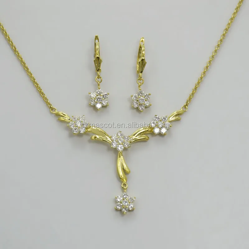 

Lady fashion & costume dubai 18 carat gold cz jewelry sets, White