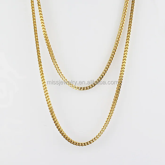 

Miss Jewelry New Men's Lobster Clasp Gold Thin Chain Necklace Design in Dubai 14k 18k Gold Link Franco Chain, 14k/18k gold;rose gold;white gold;gun-black;matte black