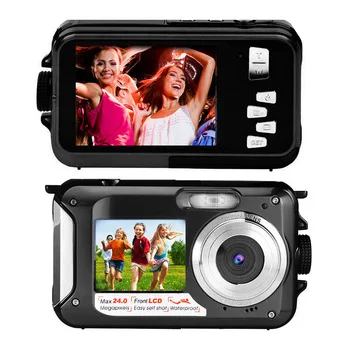 

24MP waterproof camera with dual display digital camera, Black;blue / green;red / pink;silver / gray;yellow / gold