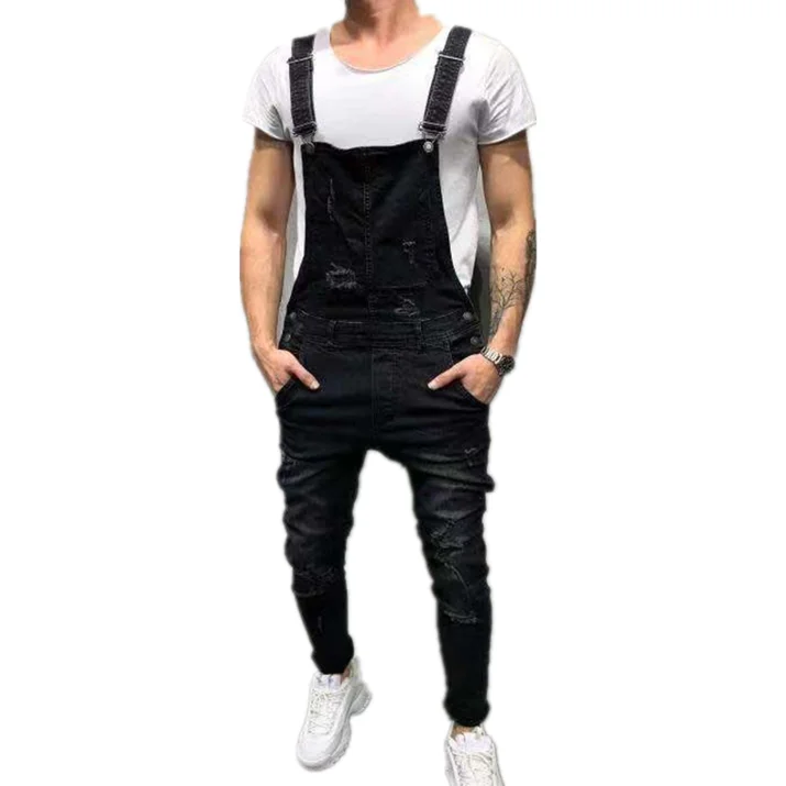 

Men's Denim Bib Suspender Men's Jeans New Jumpsuit, Picture