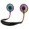 Free Hands Rechargeable Portable Wearable Sports Neck Hanging USB Desktop Double Head camping Mini Fan with Colorful Led Light
