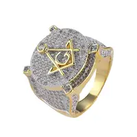 

Copper mirco pave CZ stone Hip Hop Freemason Ring All Iced Out CZ Stone Rings R004