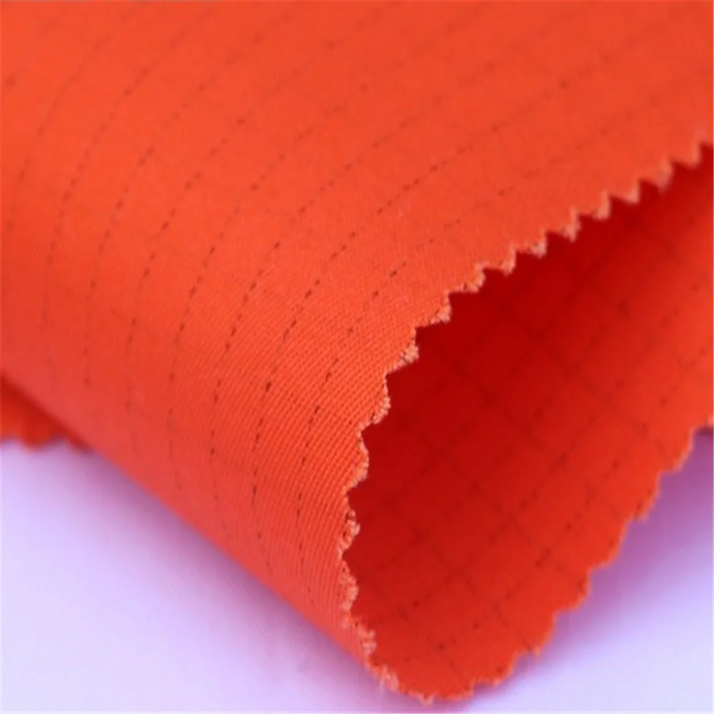 100 Cotton Antistatic Gridded Ripstop Fabric For Workwear Jackets