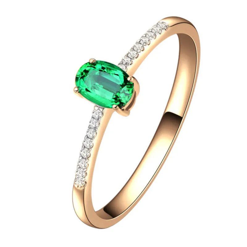 

wholesale new fashion trendy 0.3ct green emerald natural gemstone 18k gold ring for women