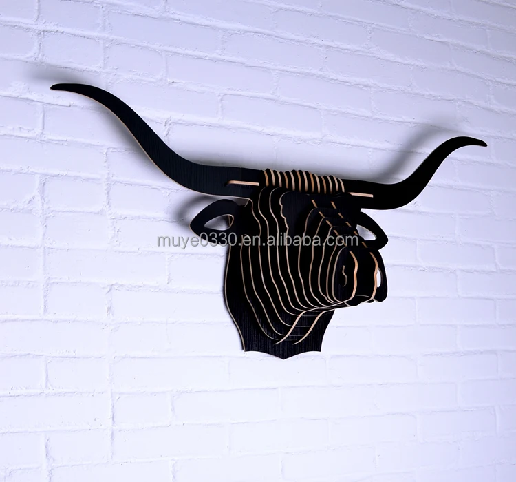 

Nordic home decorations 3D DIY wood carving bull head buffalo OX head wall hanging longhorn home store cafe ornament wall art, White;black;wood color;walnut color;pink;red;green;yellow