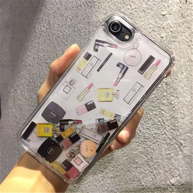 Super Luxury Unique Cosmetics Pattern Quicksand Liquid Phone Case for iPhone 6 6 Plus 7 7 Plus 8 8 Plus X XS XR XS Max