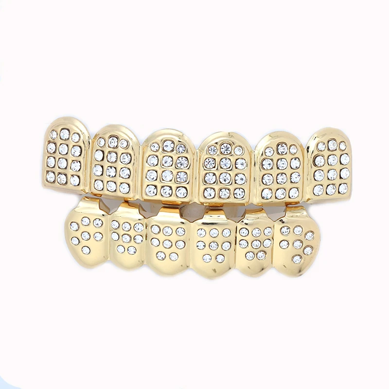

Bod jewelry wholesaler gold color full diamond teeth grillz TG017