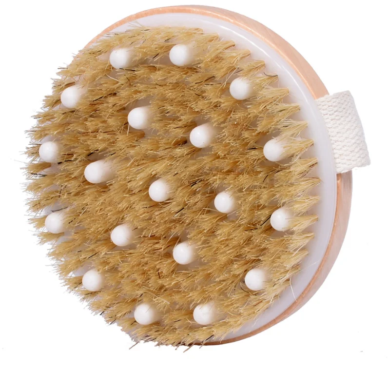 Dry / Wet Bath Body Brush Natural Boar's Bristle Massage for Better Exfoliation, Wooden or bamboo colors