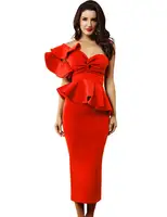 

Adyce Celebrity One Shoulder Ruffles Short Sleeve Evening Dress For Party