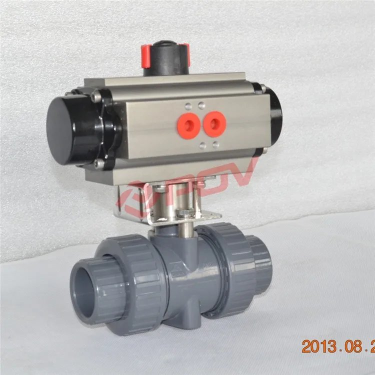 Plastic 2 Way Pvc Upvc Double Union Pneumatic Actuated Ball Valve Buy