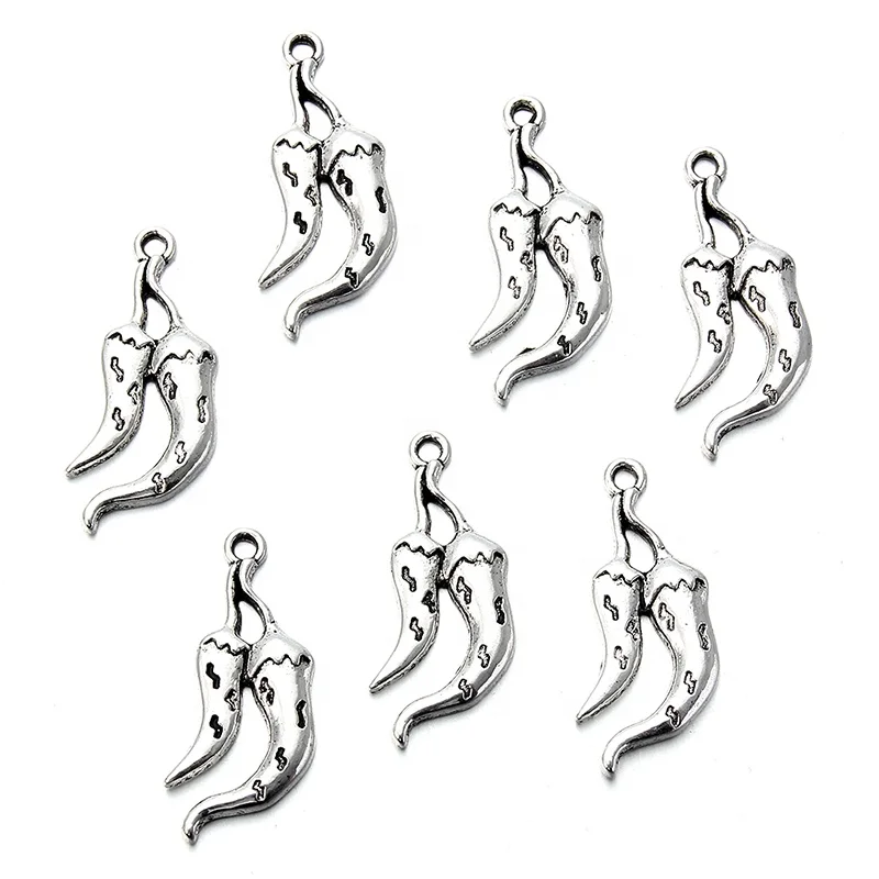 

30*15mm chili style zinc alloy metal pendant charms for diy jewelry making customizable, Antique silver