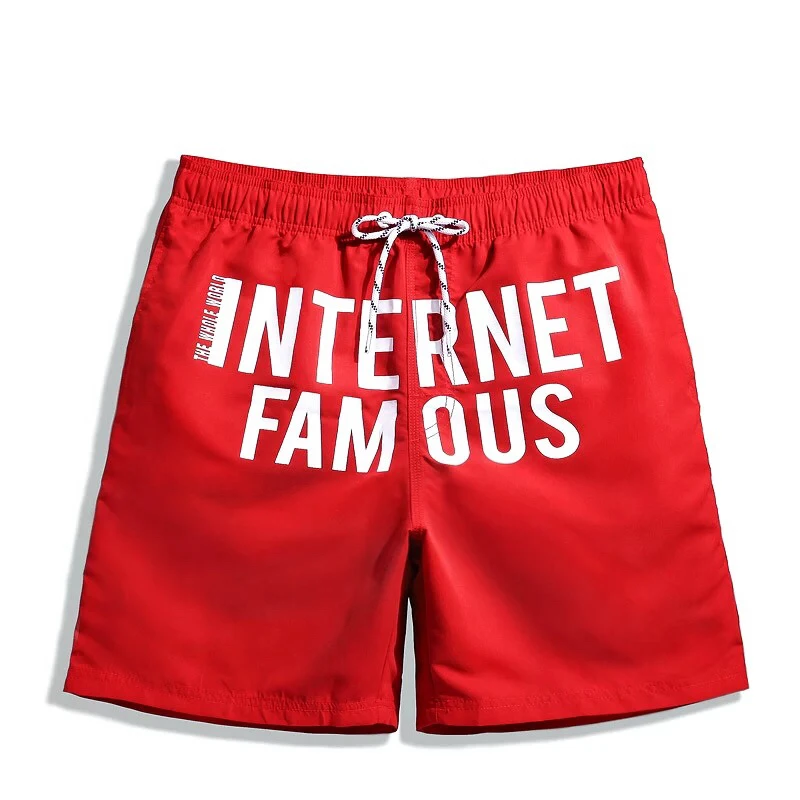 

silk screen wordmark print men's swimwear beach shorts