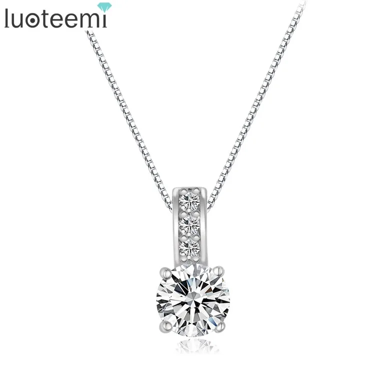 

LUOTEEMI Jewelry Luxury Top Shining Hearts & Arrows CZ Crystal Galaxy Star Pendants Necklaces for Women