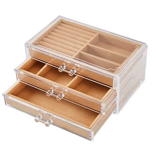 Top quality modern clear acrylic jewelry box home storage for necklace ear ring luxury watch sotrage