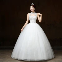 

Chinese Factory Wholesale Hollow Out Halter Neck Wedding Dresses Bridal Gowns