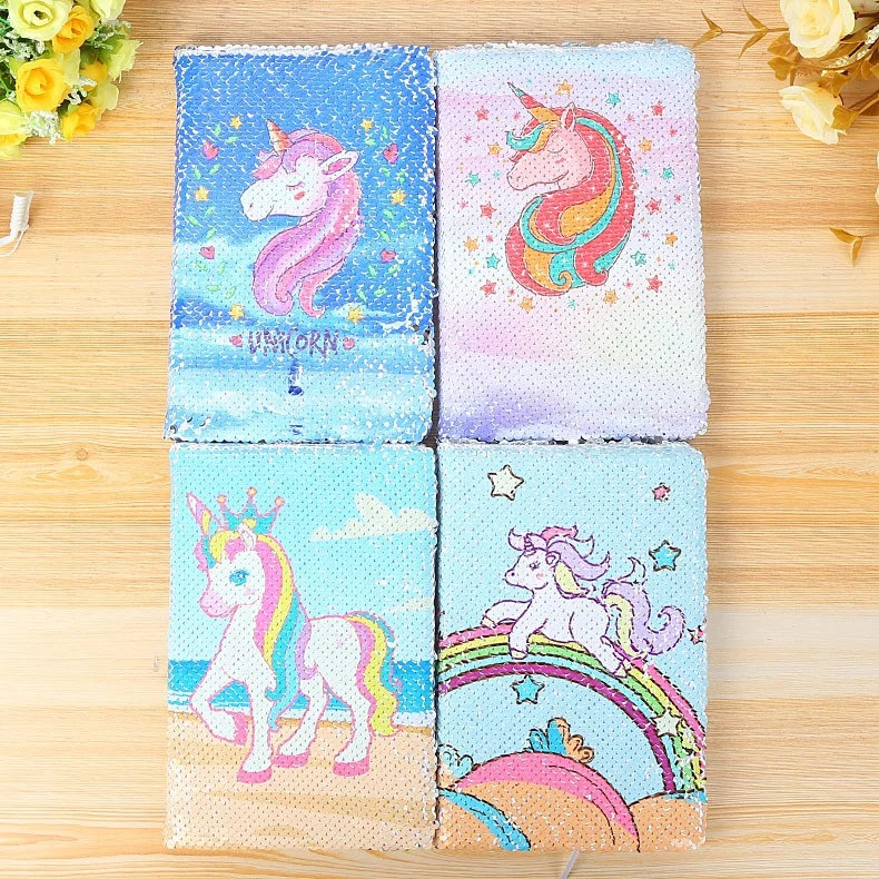 
Unicorn A5 flip reversible sequin notebook glitter bling bling diary notebook 