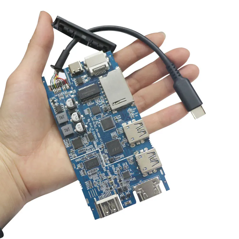 Type-c Usb Hub PCB Board with USB 3.0*2 and SD Card Reader and VGA RJ45 PD Charging Port HD-MI Port