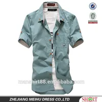 

multi color new style 100% organic cotton casual men's half sleeve shirts with one chest pocket