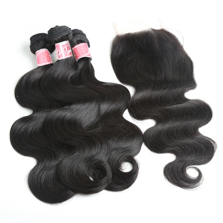 

XBL Free Shipping Body Wave Brazilian Hair Hundles with closure 1/2/3 PCS Human hair bundles with closure 8-26 Hair Extension, N/a