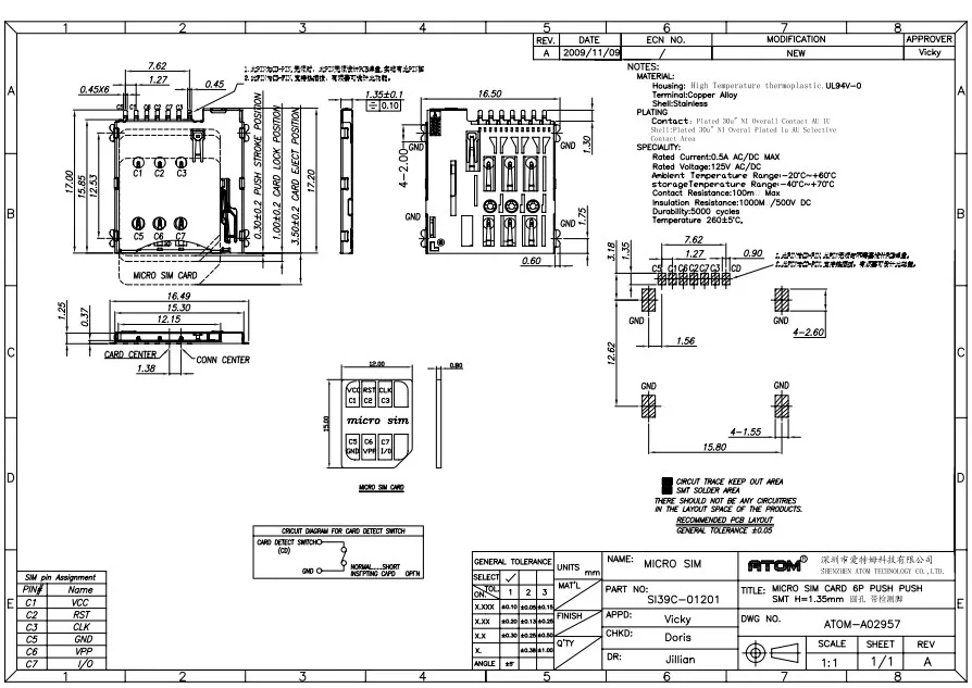 sim card socket pinout