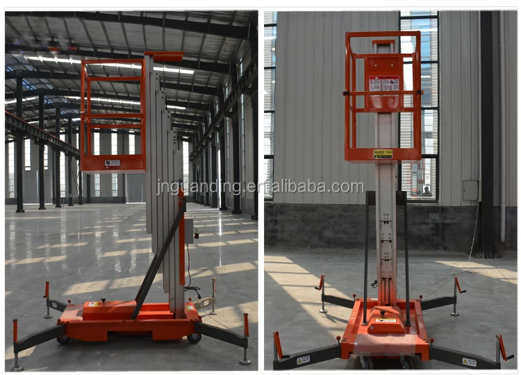 Vertical Manual Single Mast Aluminum Lift Hydraulic One Man Lift For
