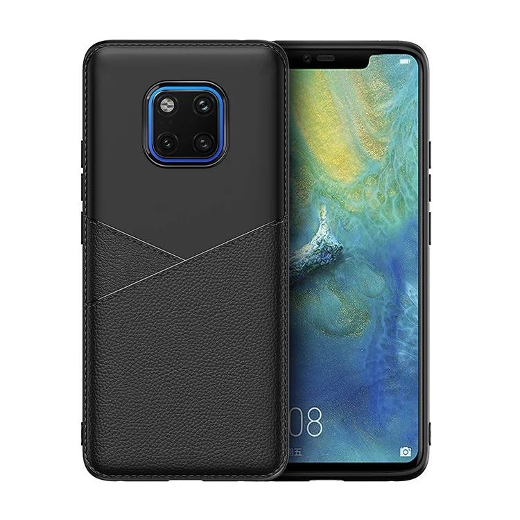 

Flexible Durable leather skin pattern TPU phone case for Huawei mate 20 pro, Black, blue, brown