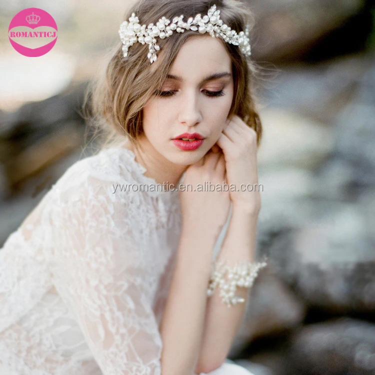 

Elegant bulk wedding pearl headband bridal hair accessories for women