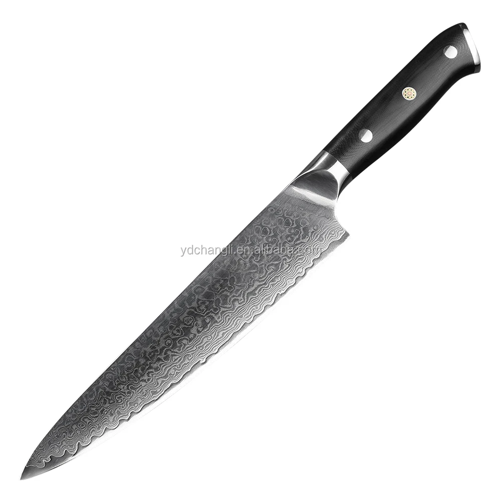 
Japanese damascus kitchen knife set with G-10 handle 