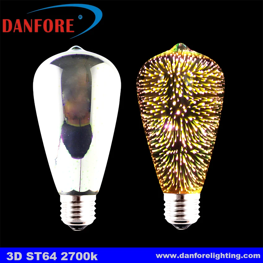 2017 New Products Fancy Led Lamp Colorful 3.5w St64 3d Fireworks Bulb