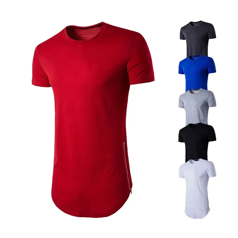 

Men Sport Quick Dry Fit Fabric Zipper Curved Hem T-shirt Custom