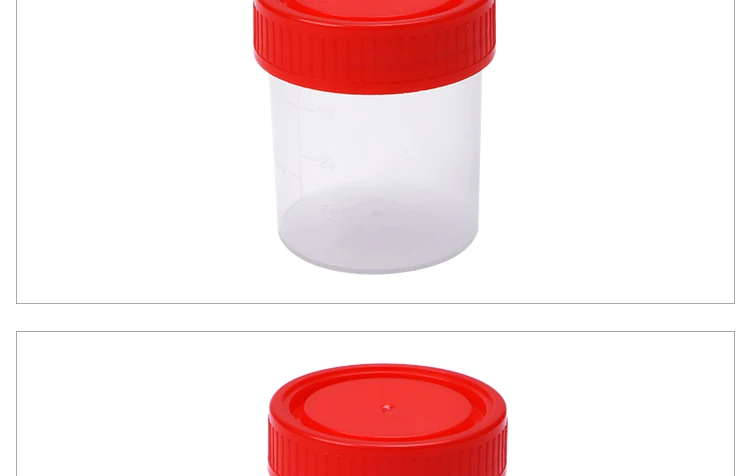 Yiwu disposable medical 40ml 60ml Red Lid PP Urine container/Hospital Stool Container