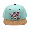 High Quality Cork Brim 6 Panel Custom 3D Embroidery Snapback Caps