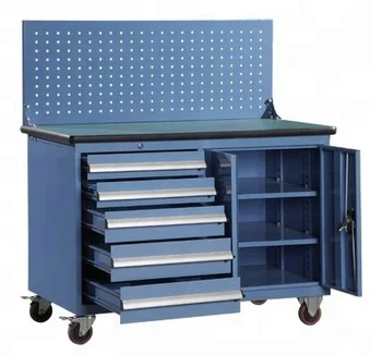 Mobile Repair Work Table Metal Tool Storage Cabinet Heavy Duty