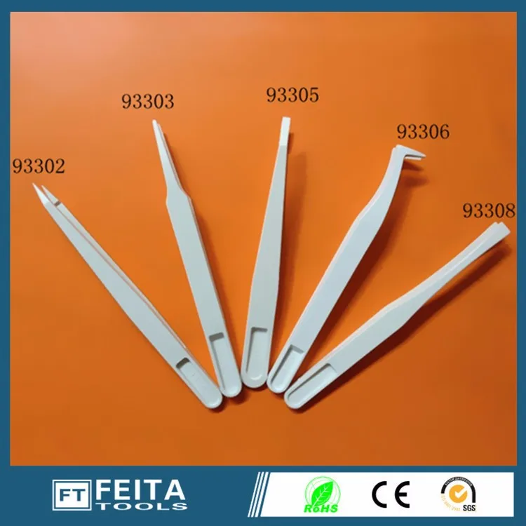 ESD white plastic tweezers