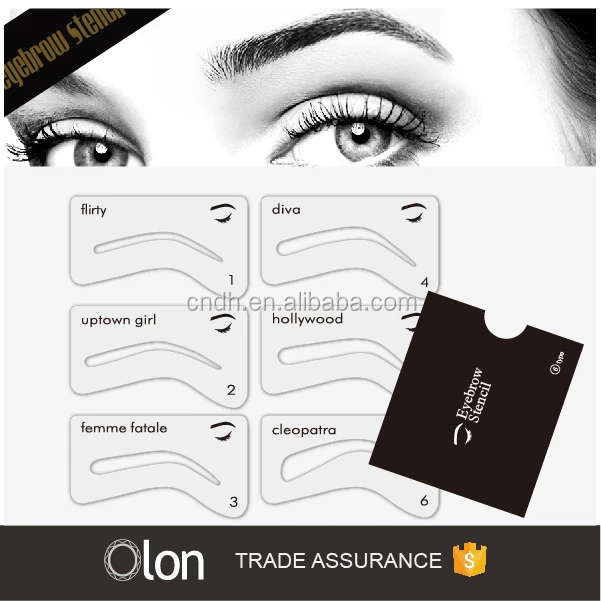 

6 Styles Wholesale eyebrow stencils For Makeup Tools, Transparent