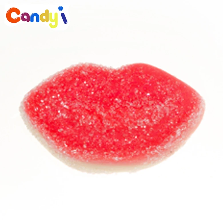 China Wholesale Fruit Jelly Lips Shape Candy Gummy With Sugar Coated