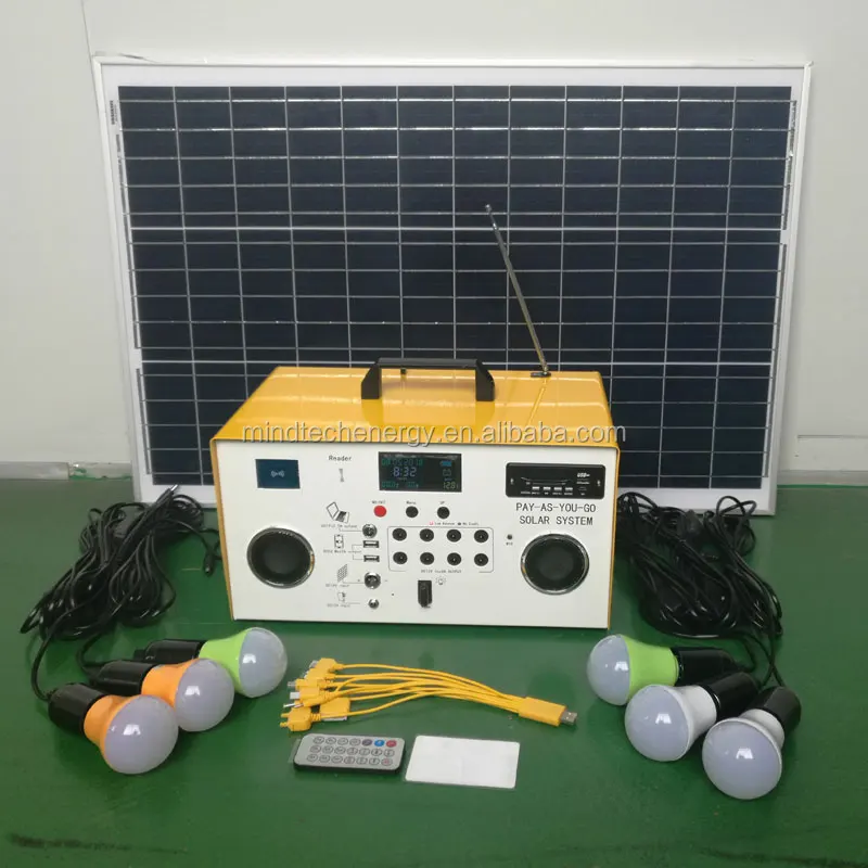 40Ah lead acid battery small indoor solar power system home with radio bluetooth
