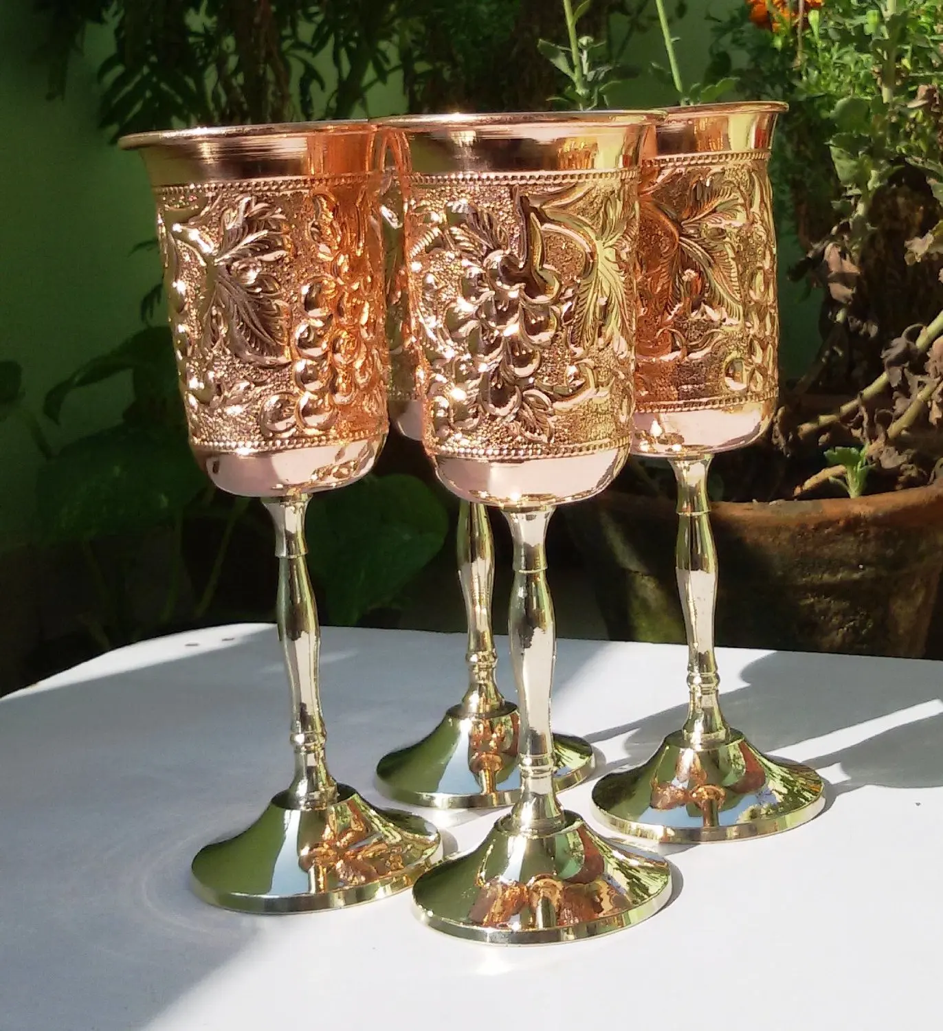 Handmade Pure Copper Wine Goblet Wine Glass Copper Moscow Mule Mint Julep Cup 