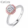CZCITY Fancy Charm Square Shape Sterling Silver 925 Ring&AAA Zircon Smart Crystal Stone For Women Anniversary Party Gift