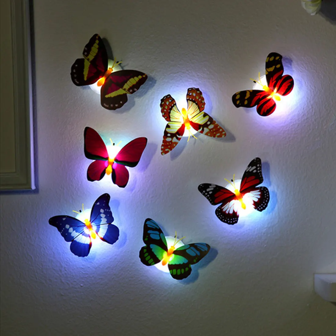 Hot Charm Butterfly LED Lamp Colorful Changing Night Light Home Room Wall Decor 